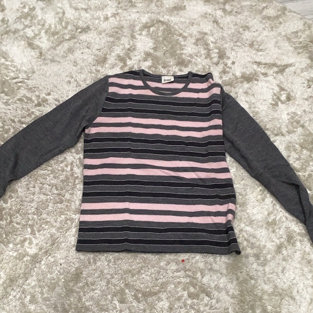 Del-mod wool blend Striped Pink and Gray sweater top